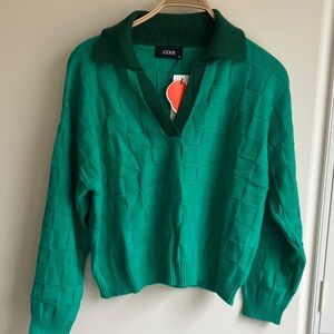 CIDER Green Two Toned Collar Sweater Women’s Size XL NWT
